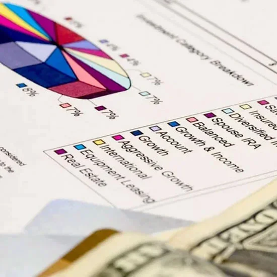 Data chart and money