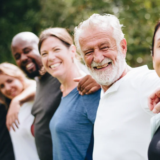 Diverse group posing for picture