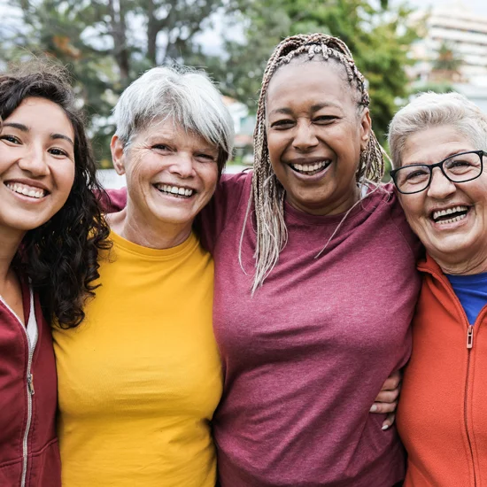 Ladies sharing a happy moment