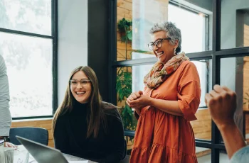 Coworkers enjoying a moment