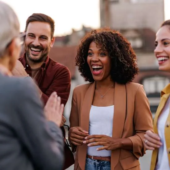 Customer Success Plans People gathering and sharing happy moments