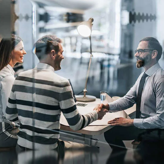 Agent and client discussing business