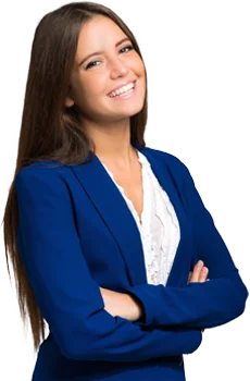 Contact Patra Now Young businesswoman smiling arms crossed
