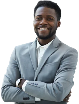 Contact Patra Now Young businessman smiling arms crossed