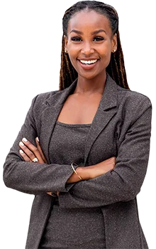 Young businesswoman smiling arms crossed