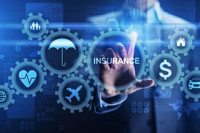 abstract businessman selecting insurance option from a virtual dashoard abstract businessman selecting insurance option from a virtual dashoard