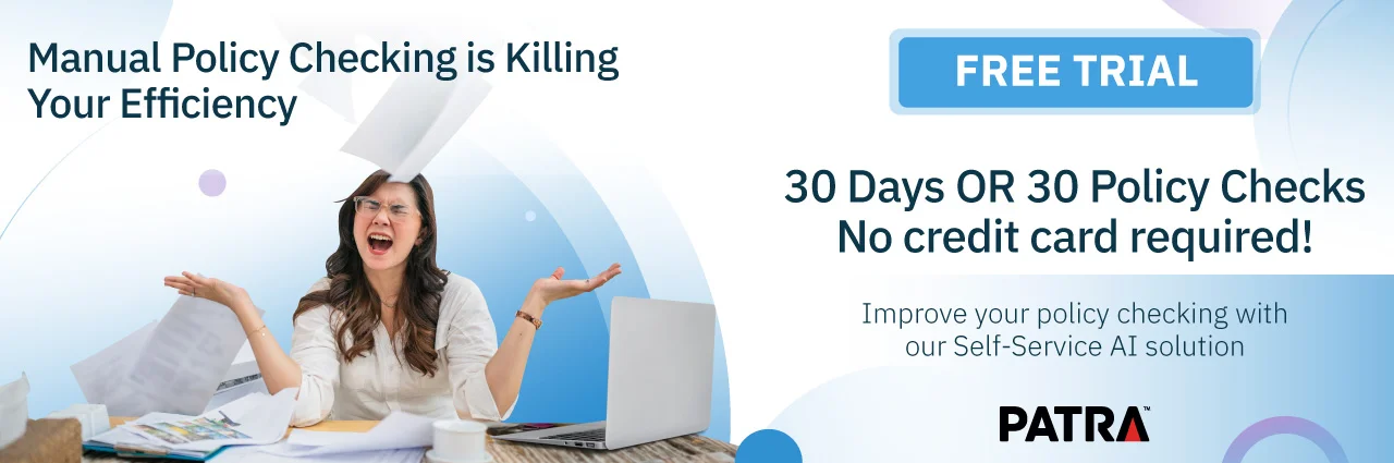 Self-Service FREE TRIAL! 30 Days or 30 Policy Checks! No Credit Card Required! Click Here To Begin!