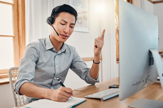 consulting with a virtual assistant at work