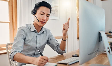 consulting with a virtual assistant at work