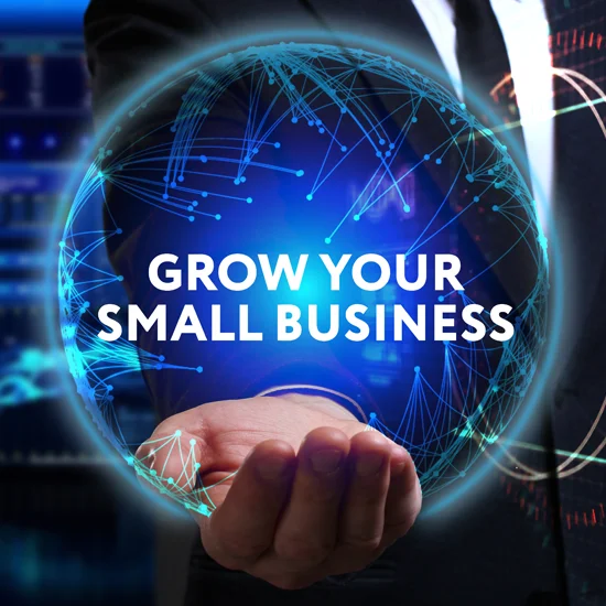 Small account management - grow your small business concept with technology support