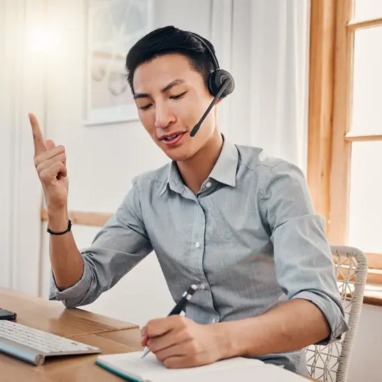 consulting with a virtual assistant at work