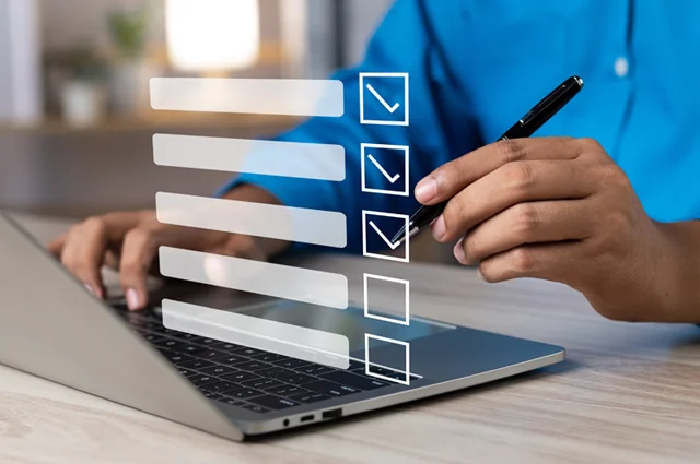digital dashboard showing a virtual checklist