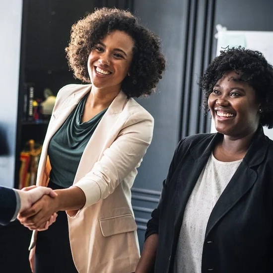 business colleagues greeting each other