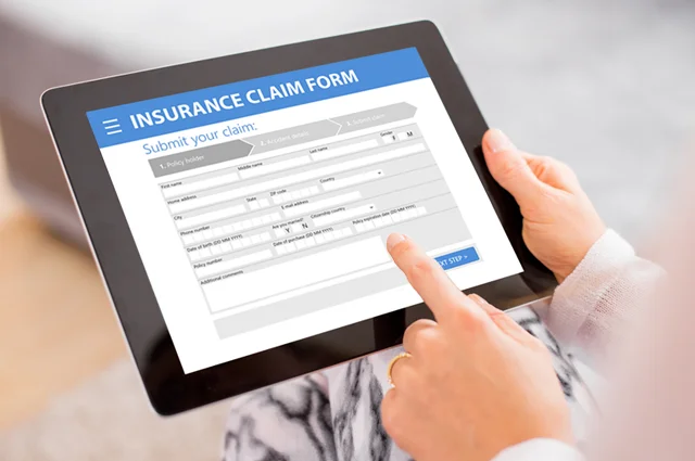 insurance claim form electronic submission on tablet