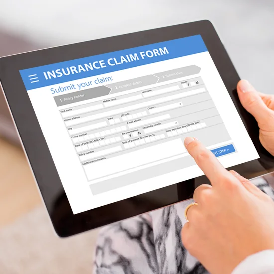 insurance claim form electronic submission on tablet