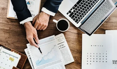 businessman reviewing aggregated data