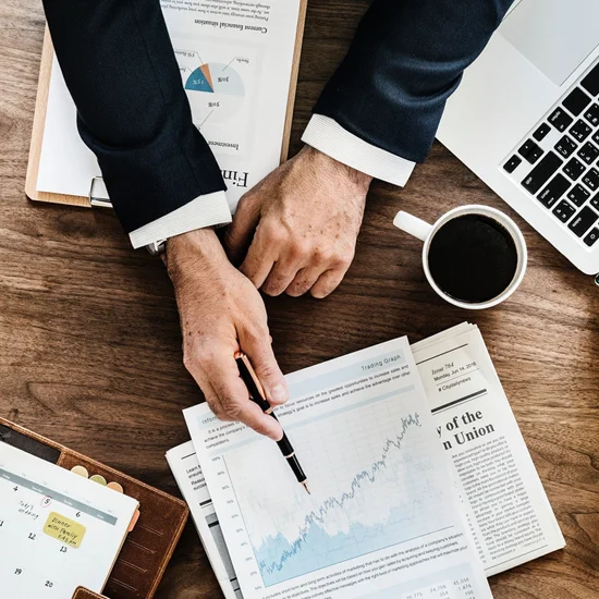 businessman reviewing aggregated data