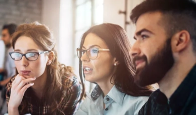 Group of people reviewing documents