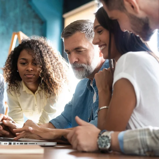 coworkers team picture in modern office workshopping a new idea
