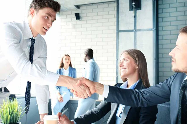 job applicant having interview handshake