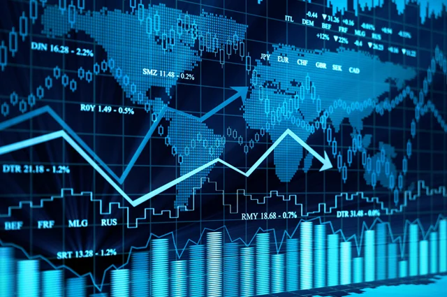 screen showing digital market trends analysis graph