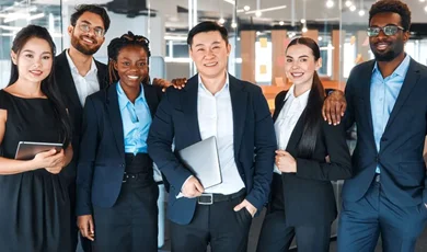 team of successful young business workers