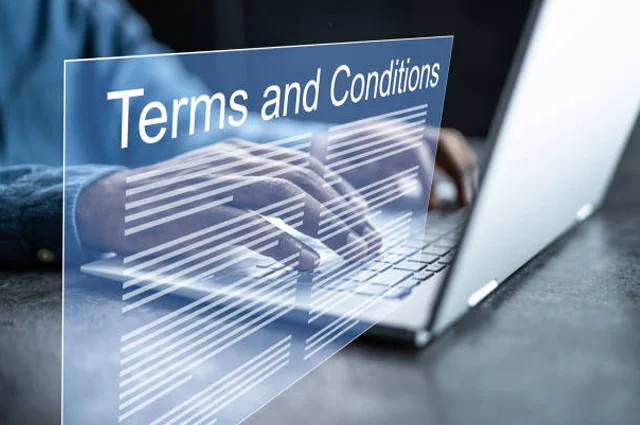 terms and conditions virtual document typing on keyboard