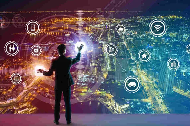 businessman navigating digital infrastructure alignment