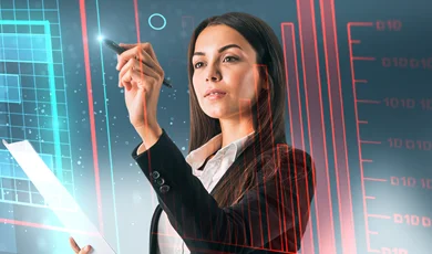 young businesswoman with using AI to drive operational growth