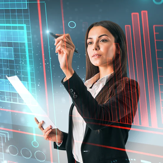 young businesswoman with using AI to drive operational growth